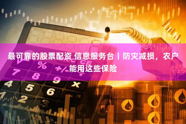 最可靠的股票配资 信息服务台丨防灾减损，农户能用这些保险